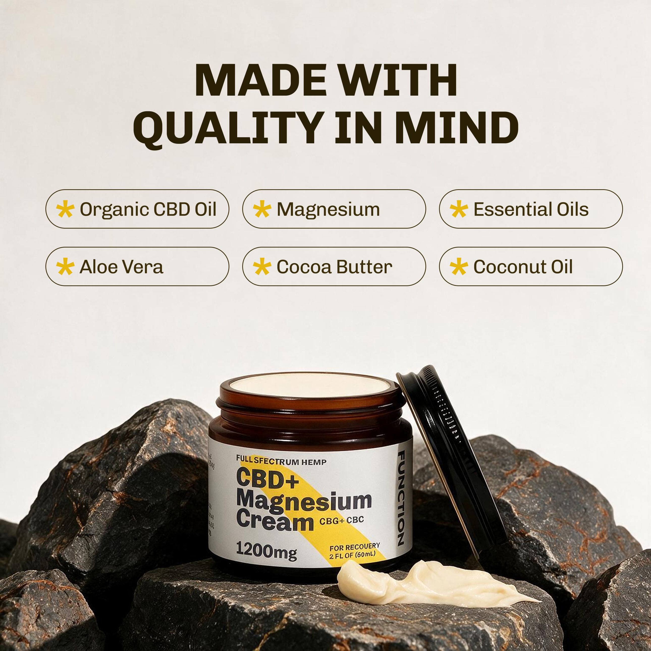 1200mg CBD + Magnesium Topical Cream for Relief